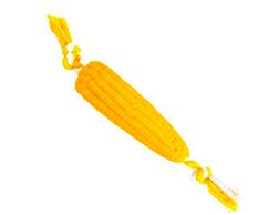 Brinquedo mordedor para cães em formato de milho com corda