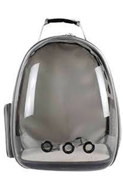 Mochila de transporte para pequenos portes chamada de "cápsula espacial" ou com "visão panorâmica”